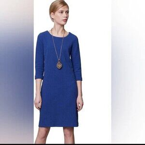 Anthropologie Ganni Lousa 3/4 sleeves blue textured dress cotton blend Women's L